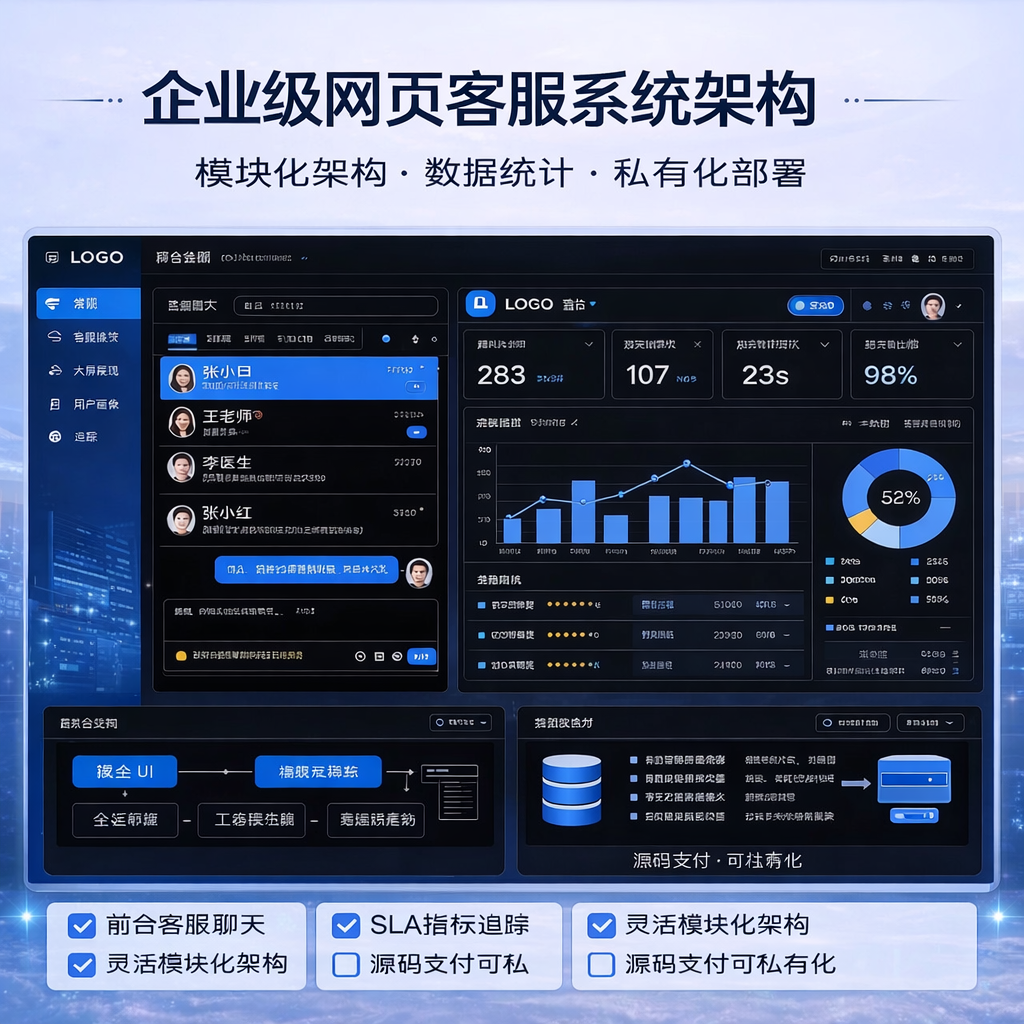 网页在线客服系统源码｜多商户客服｜手机端扫码聊天｜全端支持